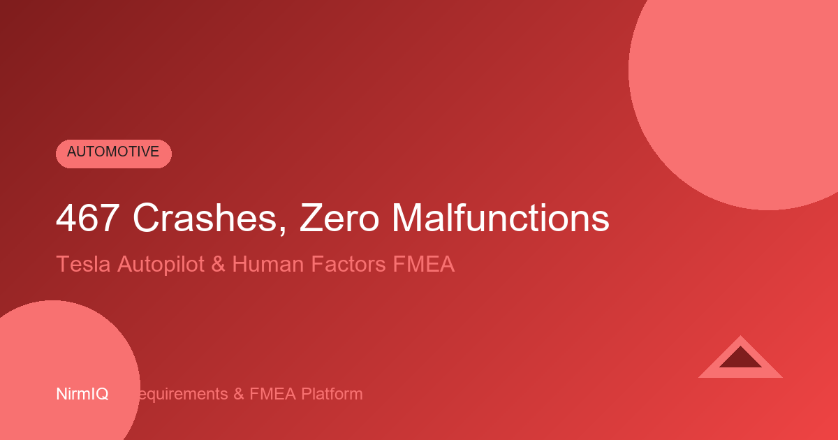 Tesla, 467 Crashes, and the Failure Mode That Works Exactly as Designed